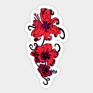 Raspberry Red Flowers Sticker